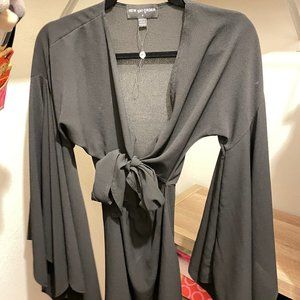 Black New Girl Order Flare Sleeve Crop Dress w/ Tie-Up Front ~ Size US 4/UK 8